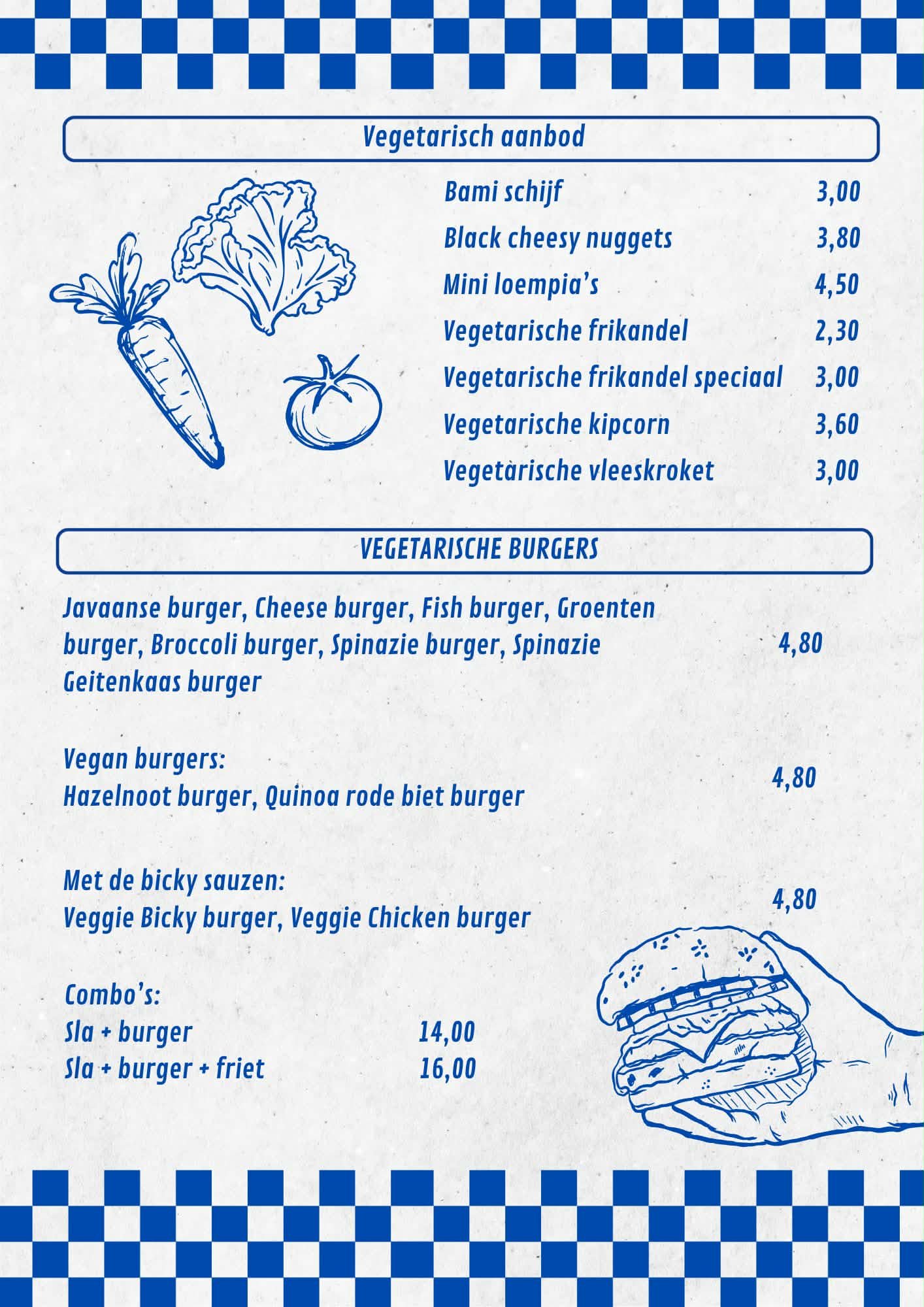 Menu De Blauwe Frituur - Vegetarisch