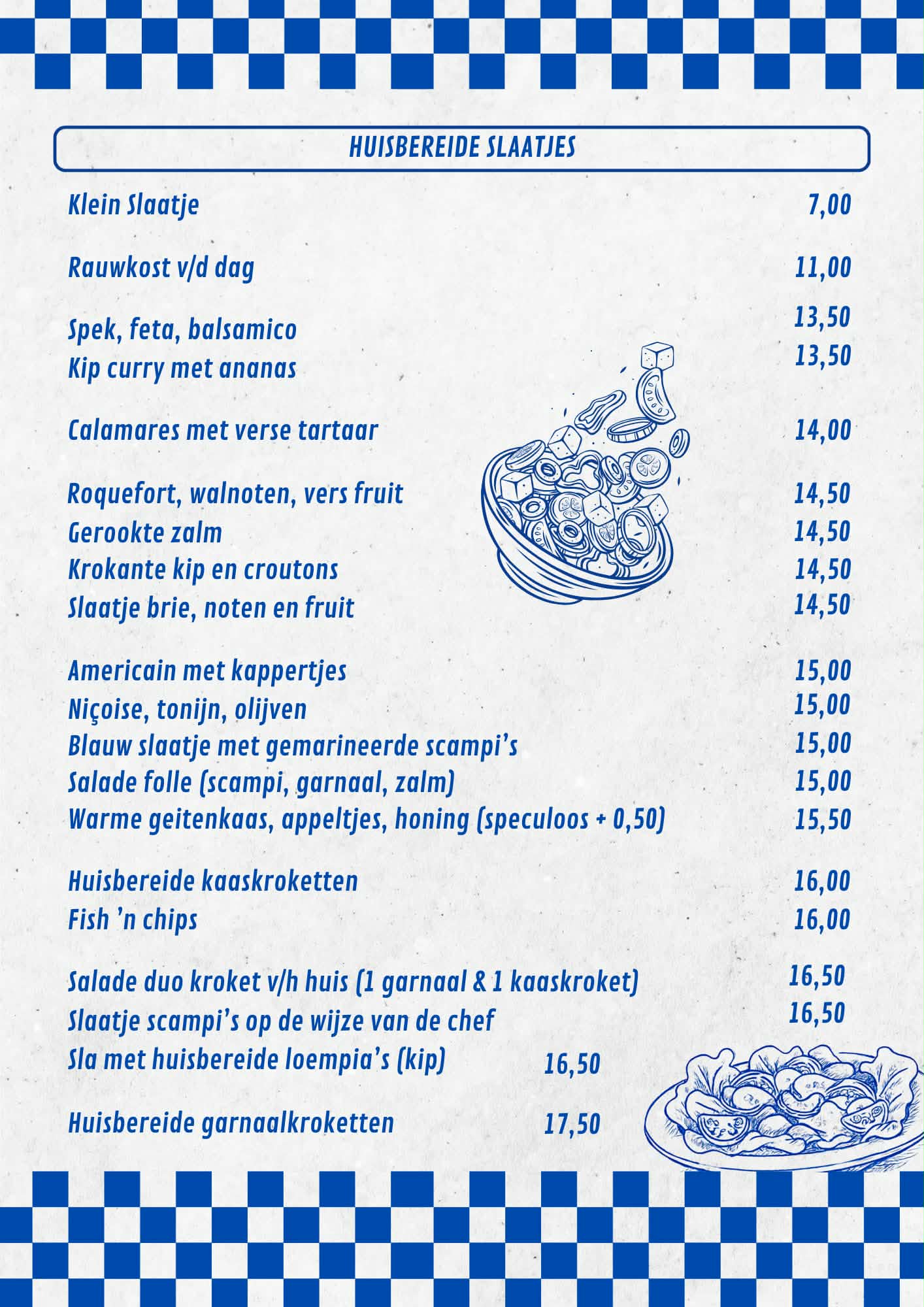 Menu De Blauwe Frituur - Huisbereide slaatjes