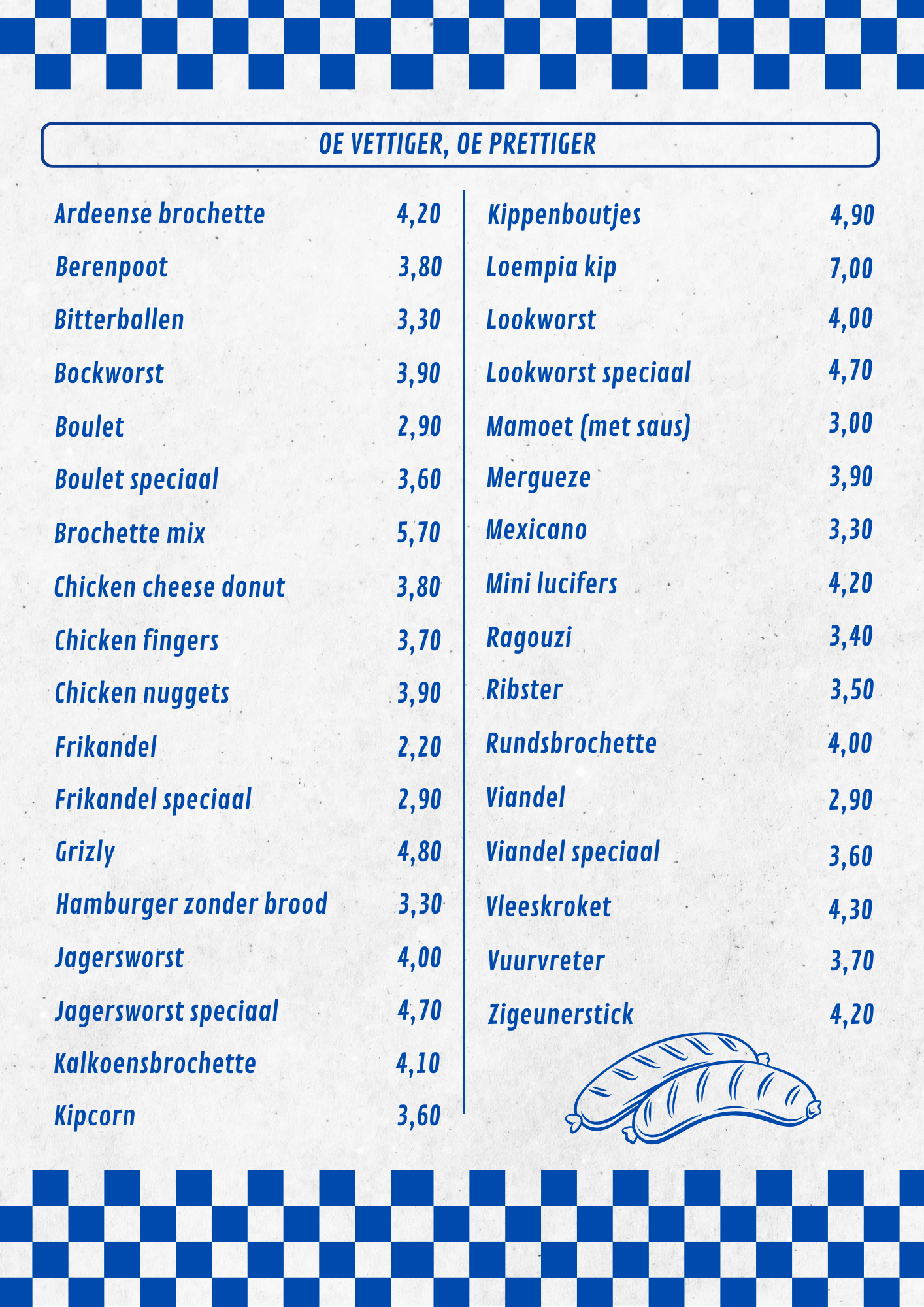 Menu De Blauwe Frituur - Oe vettiger oe prettiger