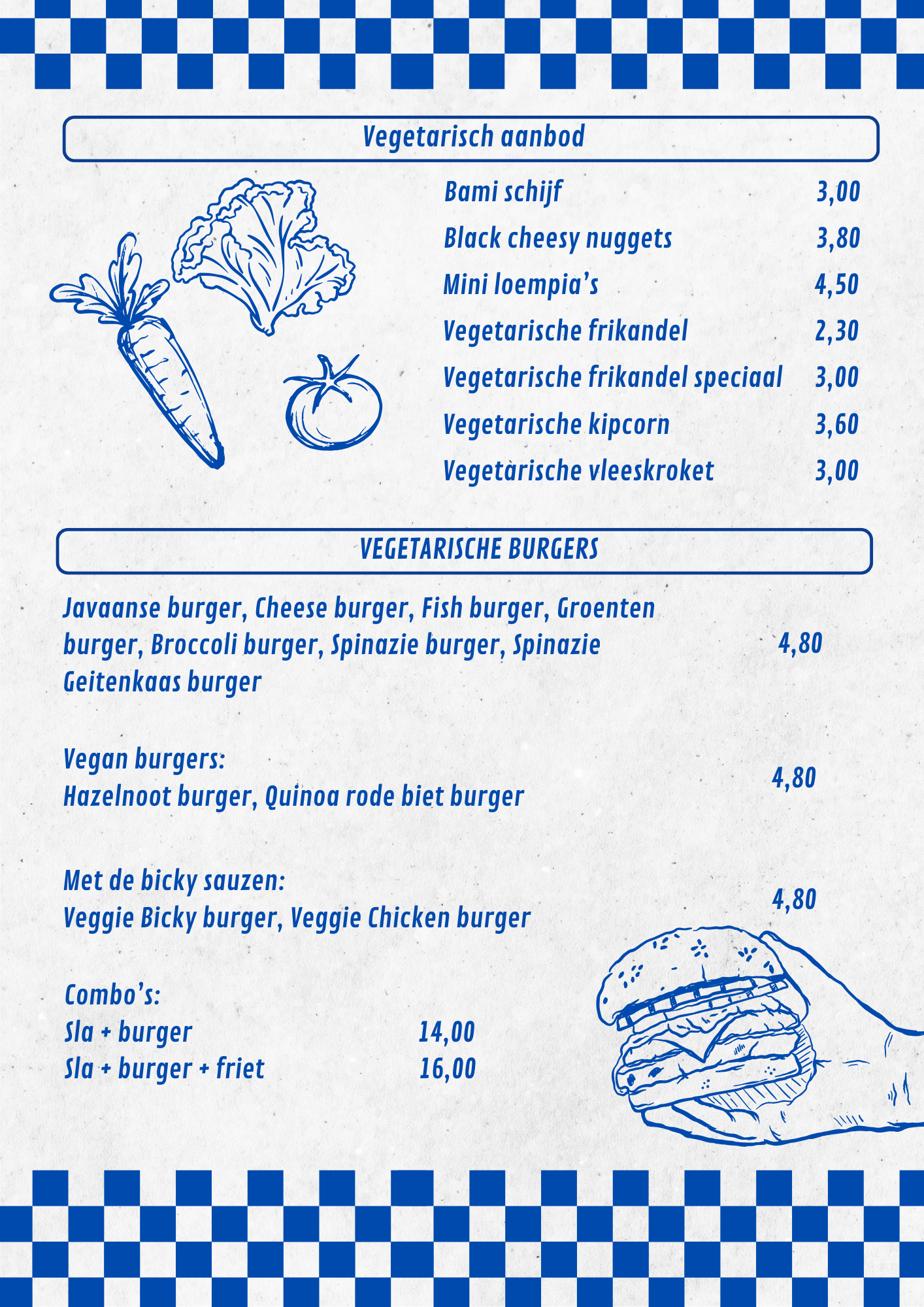 Menu De Blauwe Frituur - Vegetarisch